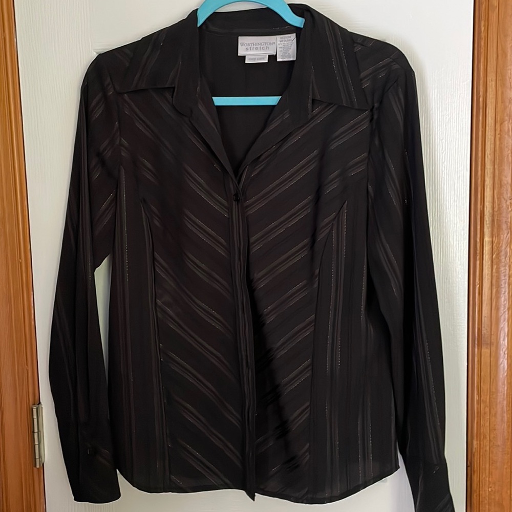 Black with silver shimmer blouse